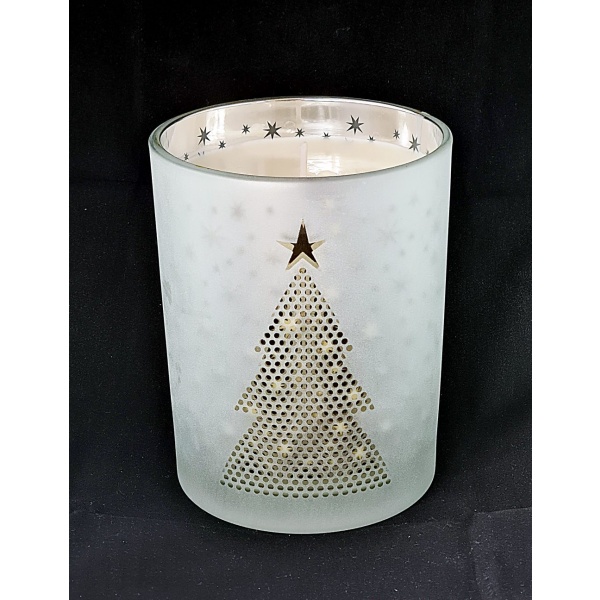 Large silver christmas tree candle